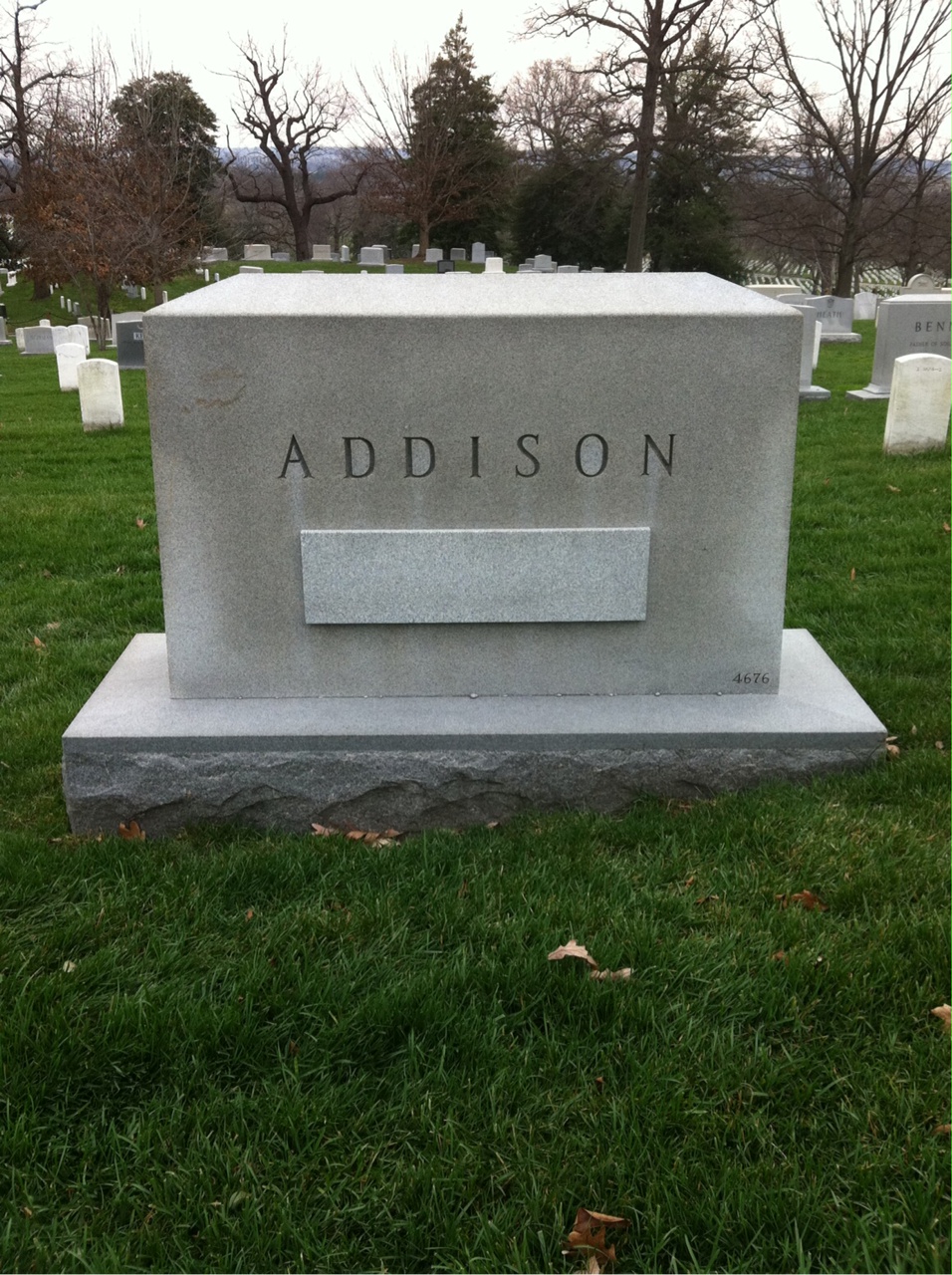 Back of headstone — Edward Addison