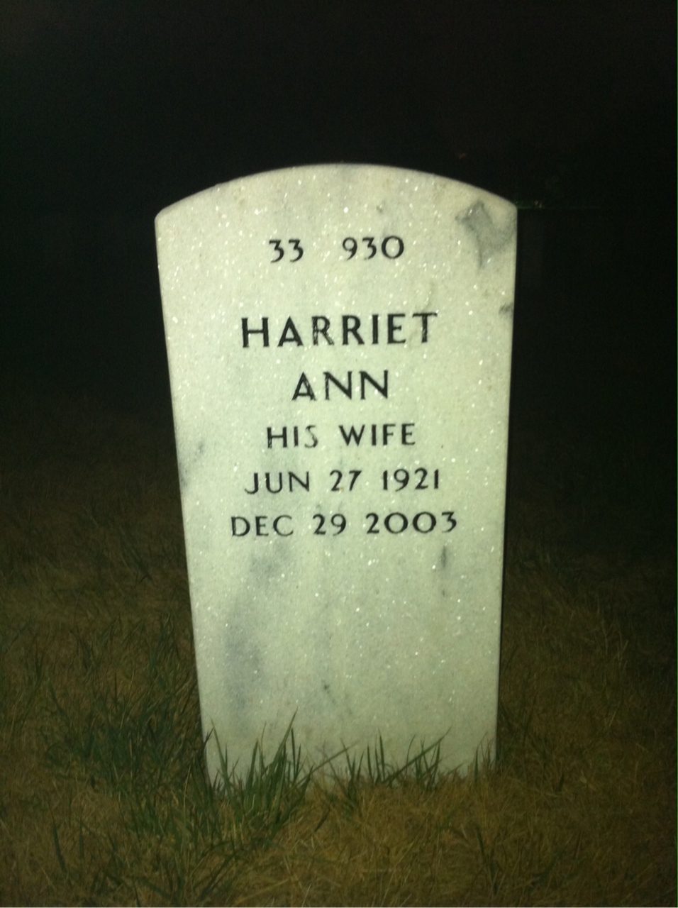 Back of headstone — John Martin