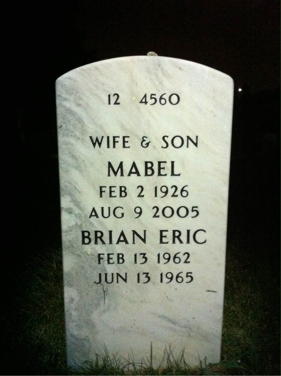 Back of headstone — Carl Bandoian