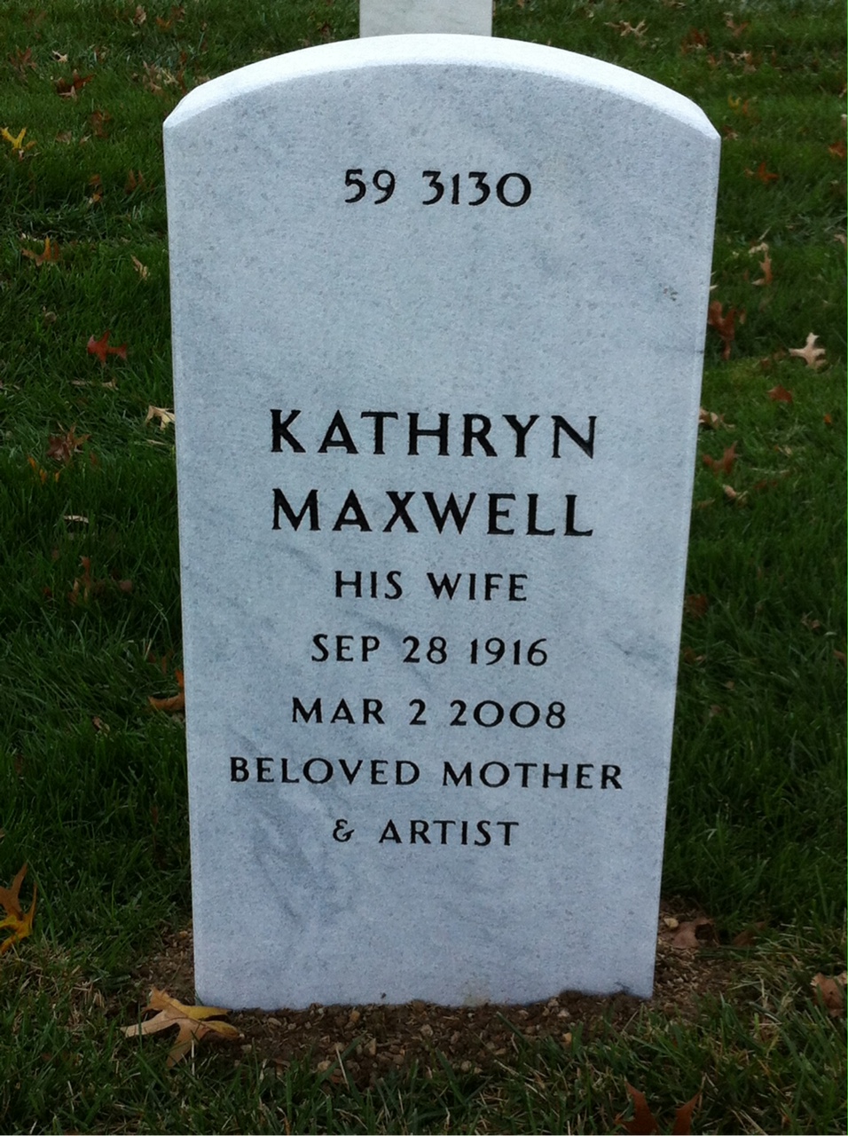 Back of headstone — Clifton Von Kann