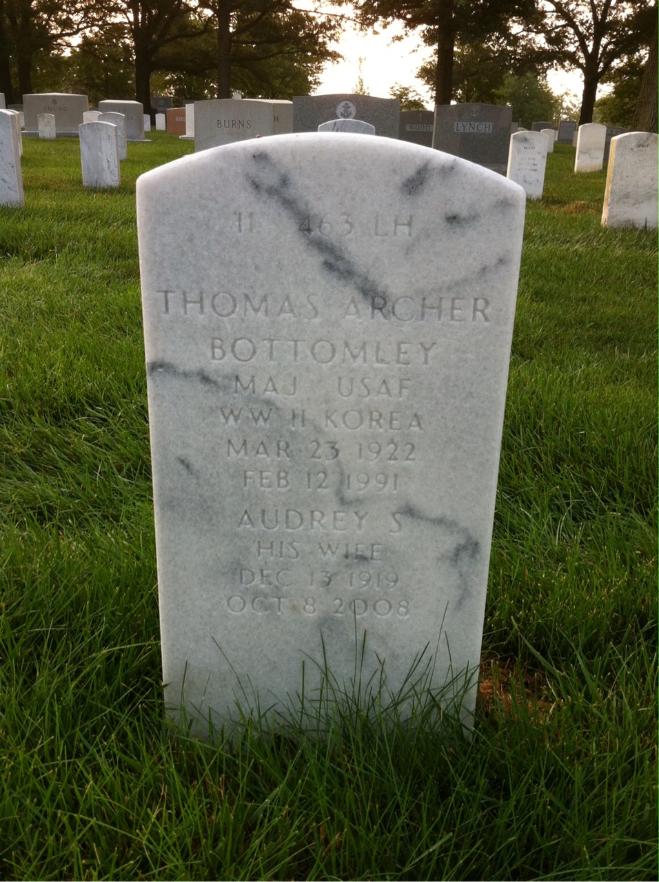 Back of headstone — Thomas Bottomley