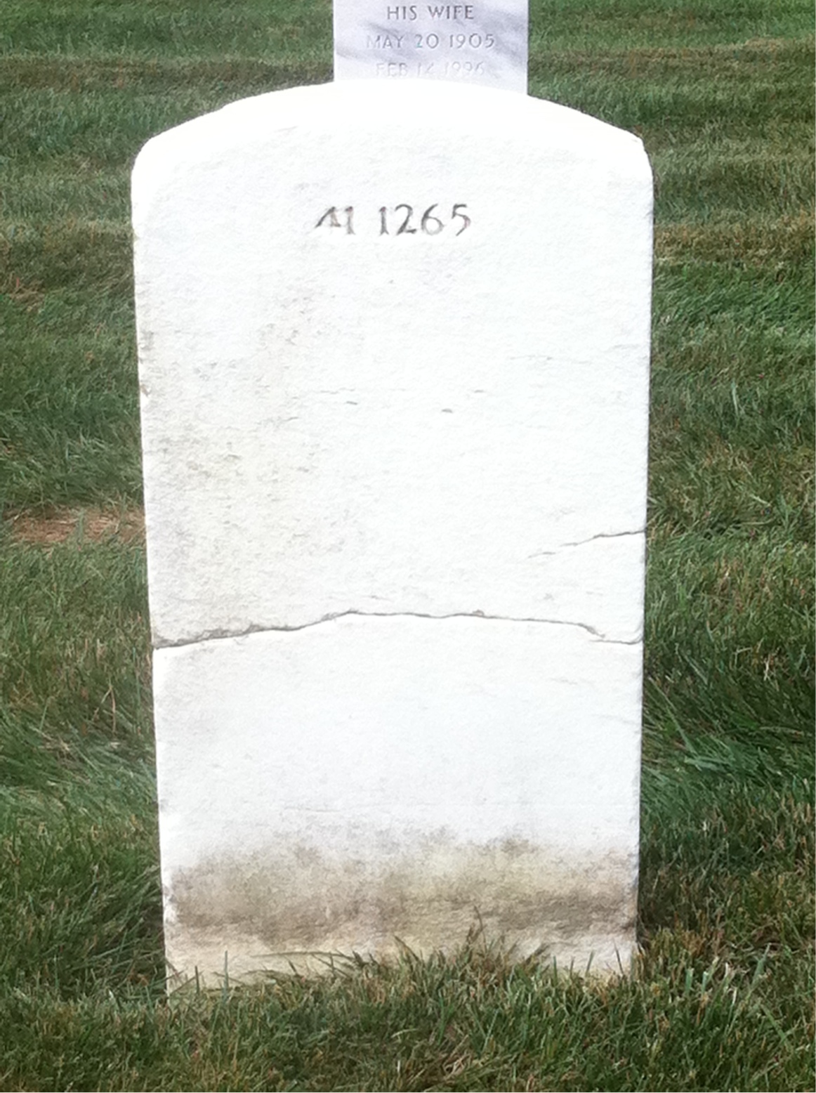 Back of headstone — William C Lee