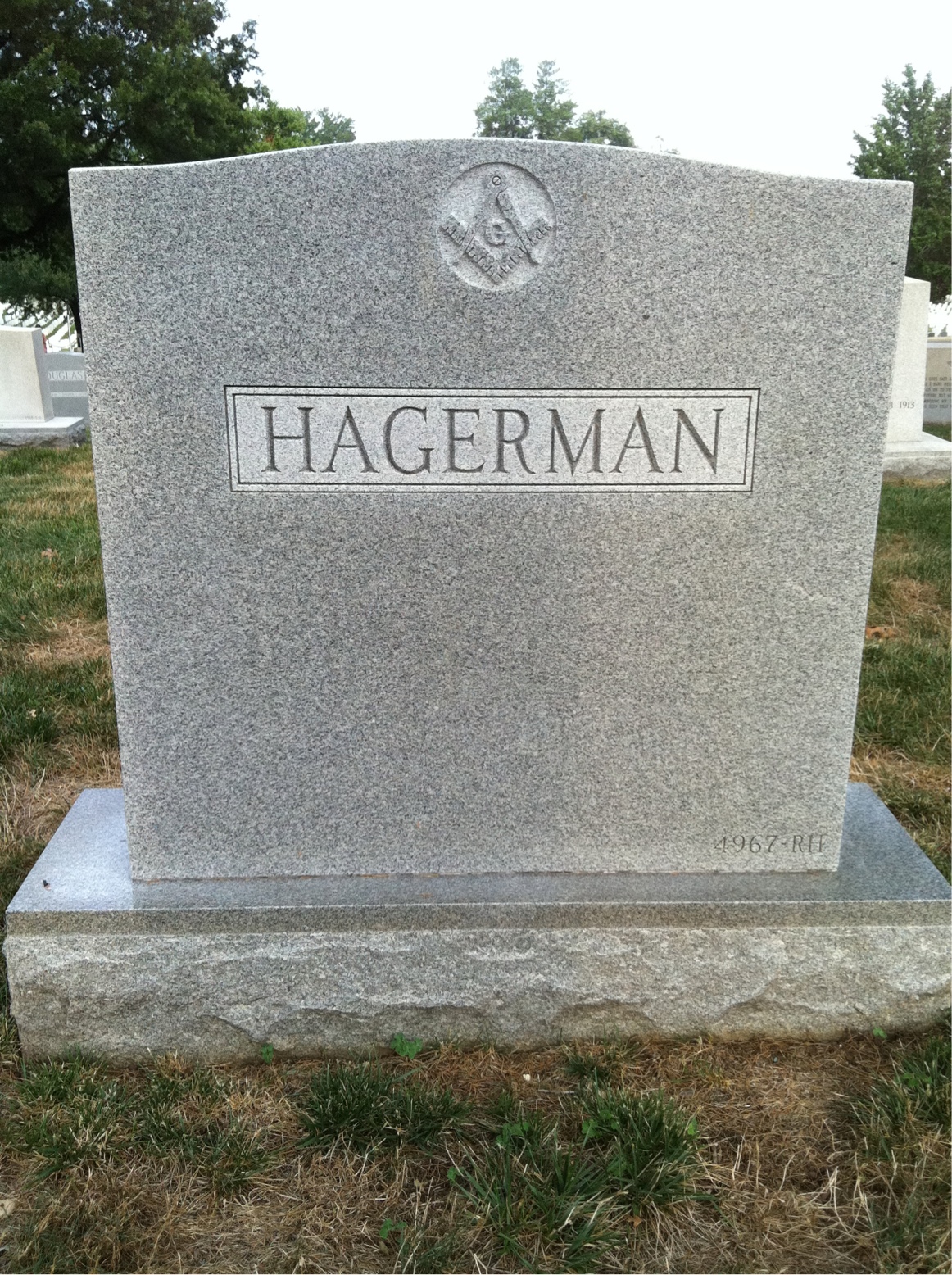 Back of headstone — Wade Hagerman