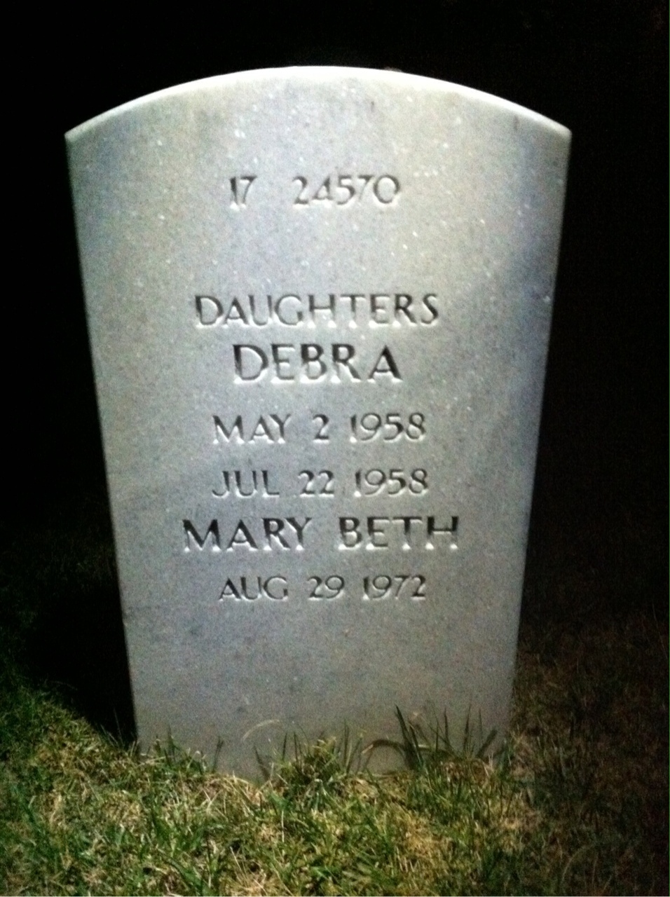 Back of headstone — Walter P Hilderbrand
