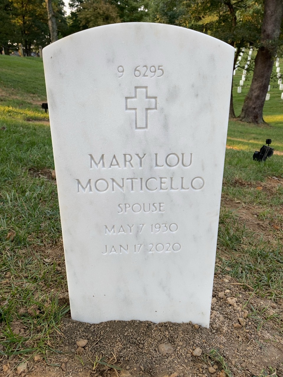 Back of headstone — Clarence Monticello