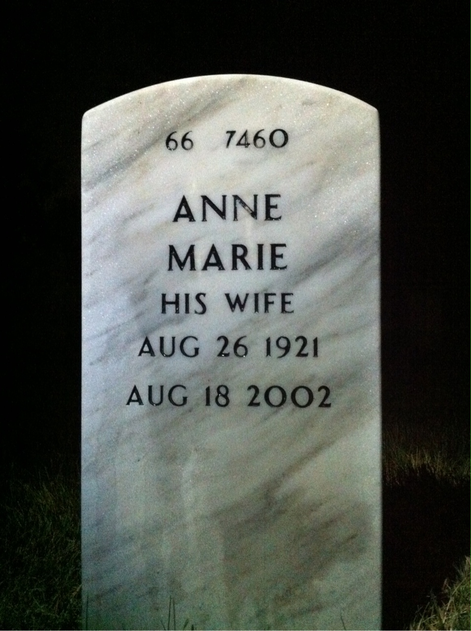 Back of headstone — Aaron Wildermuth