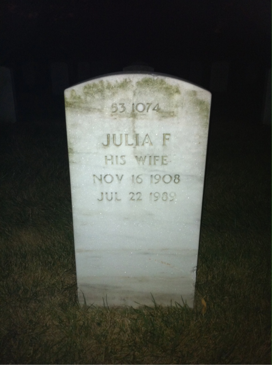 Back of headstone — Julia Moses