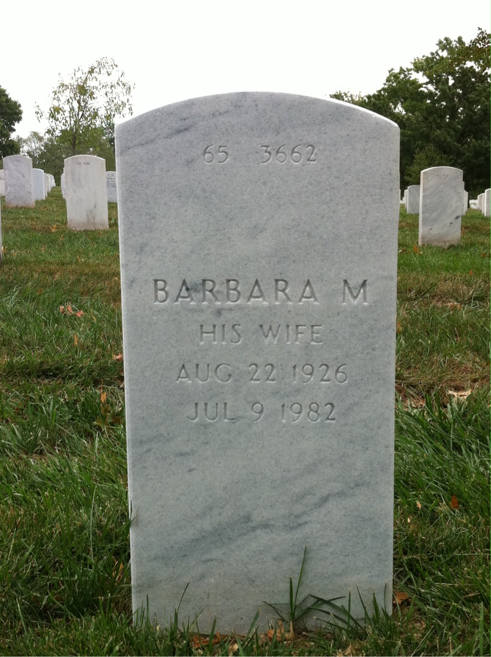 Back of headstone — Barbara Morton