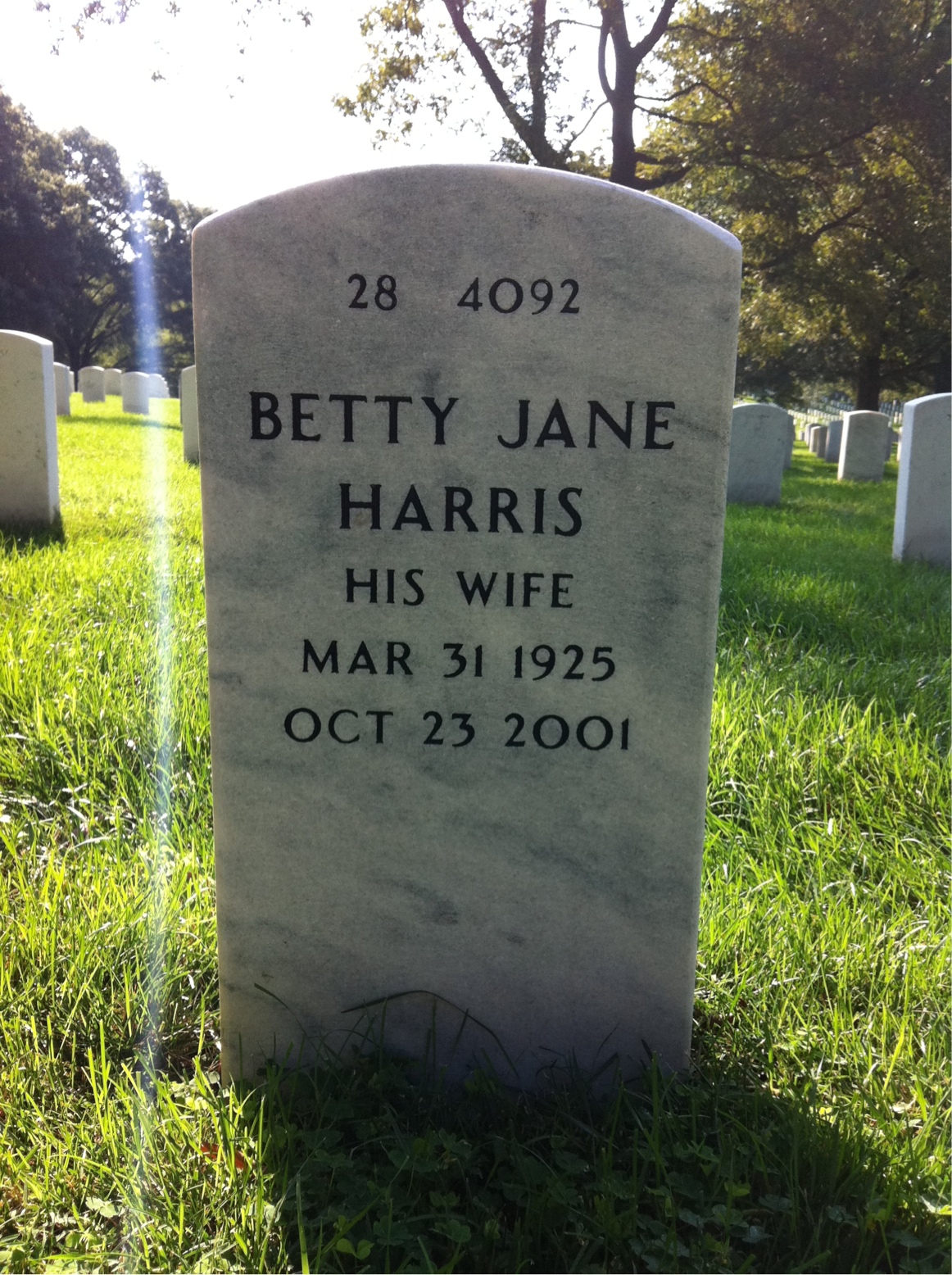 Back of headstone — Leonard Caudill