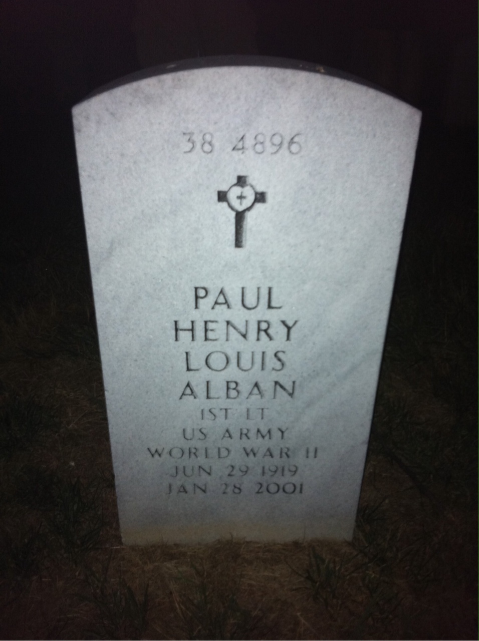 Back of headstone — Julian Alban