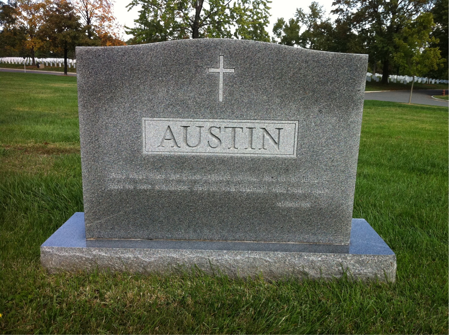 Back of headstone — George Austin