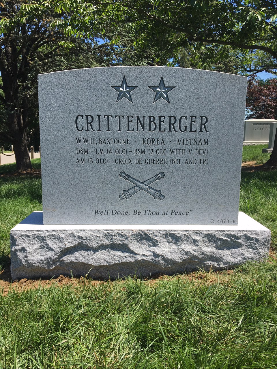 Back of headstone — Willis Crittenberger