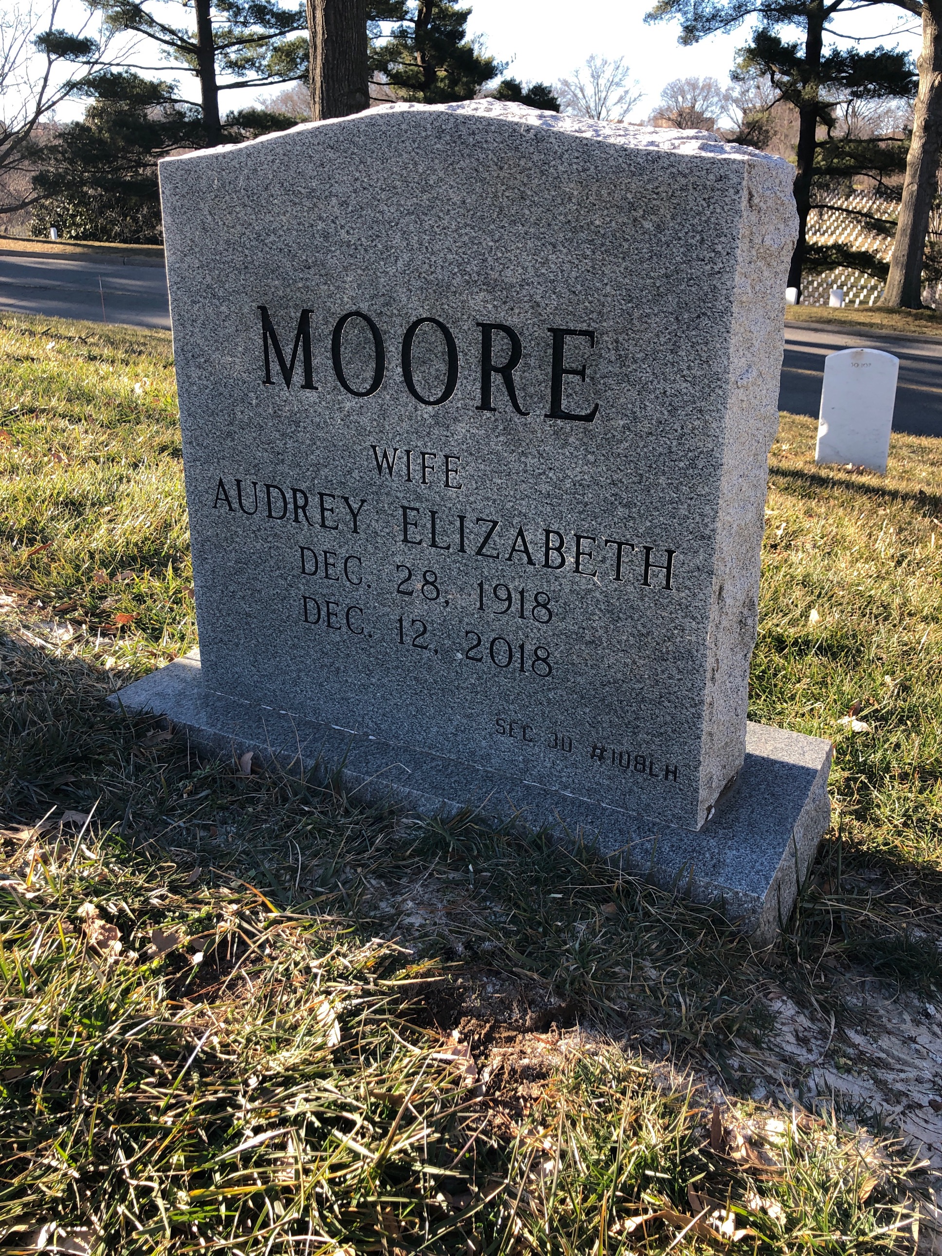 Back of headstone — Samuel Moore