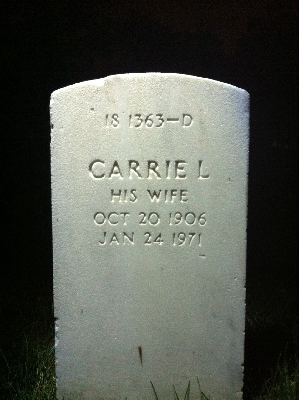 Back of headstone — Andrew Andrewles