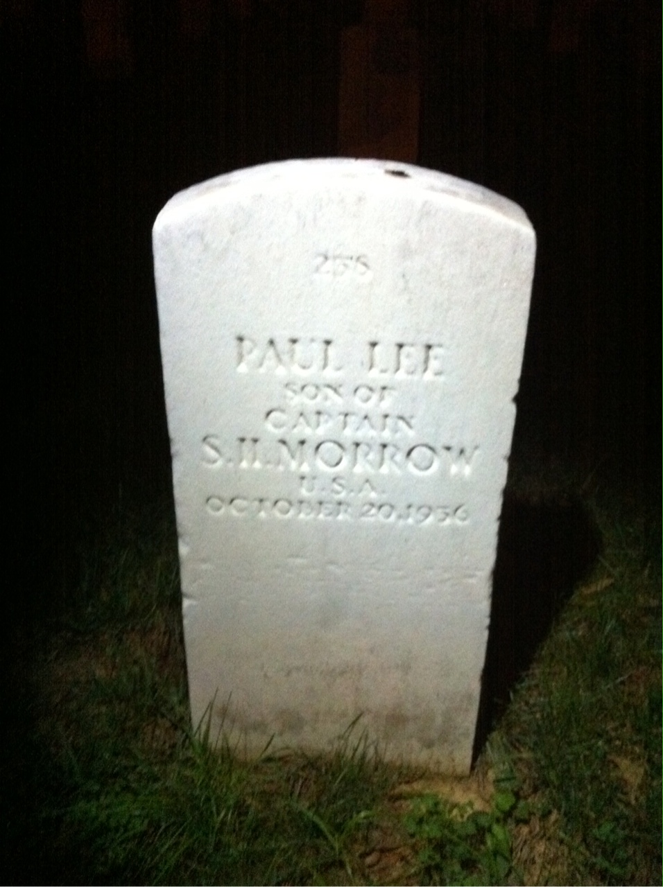 Back of headstone — Paul Morrow