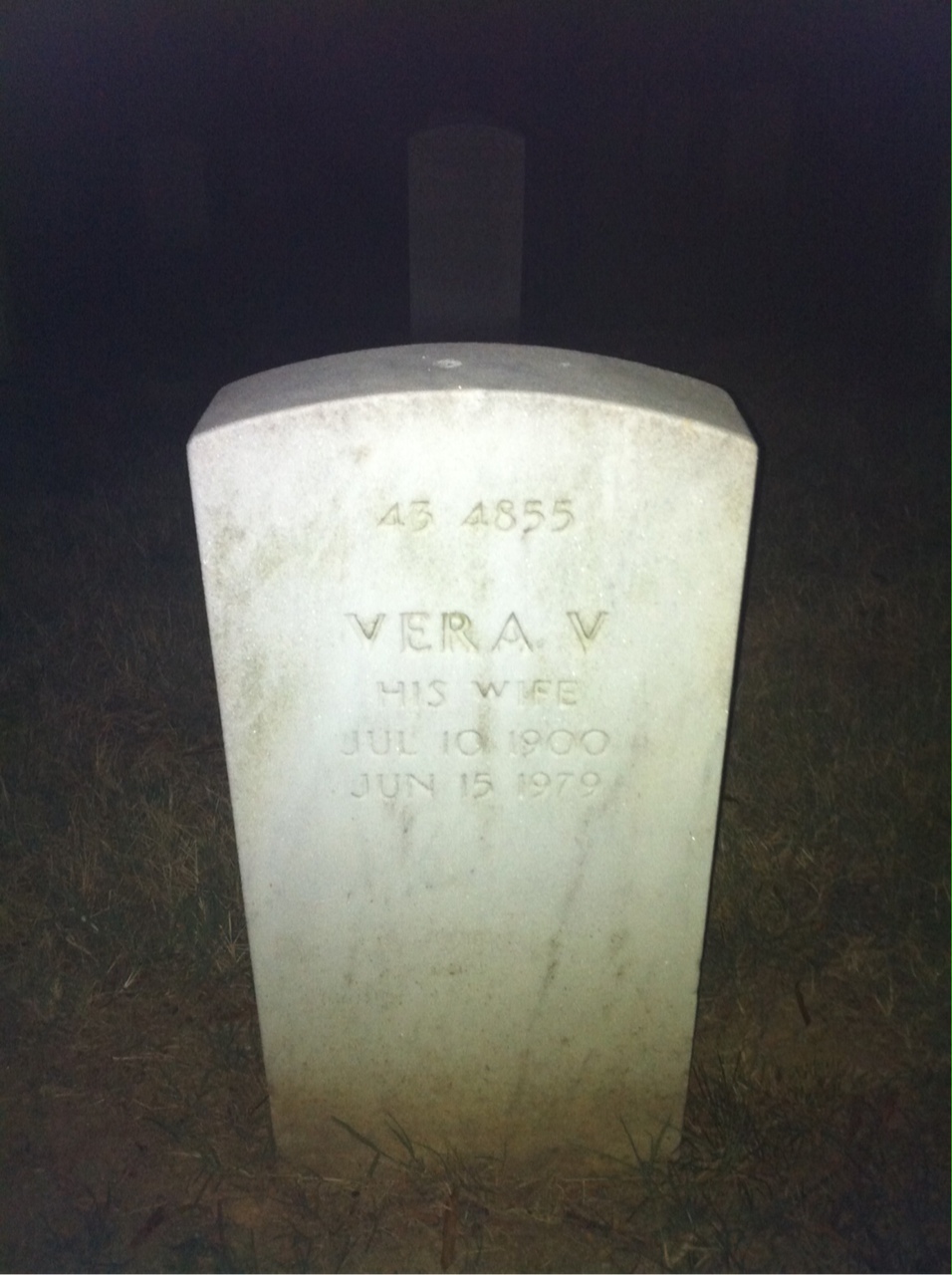 Back of headstone — Vera Mulligan