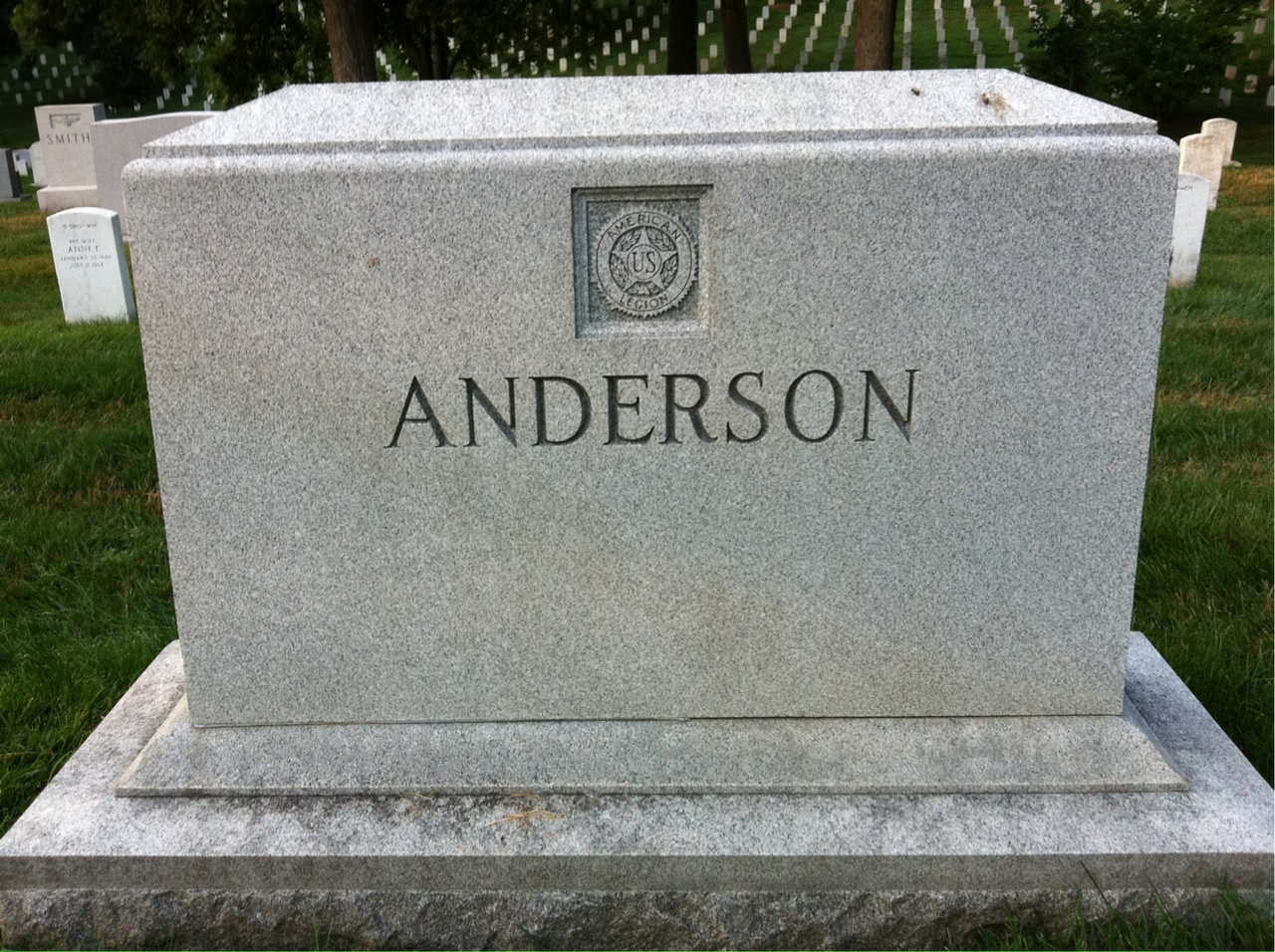 Back of headstone — Paul Anderson
