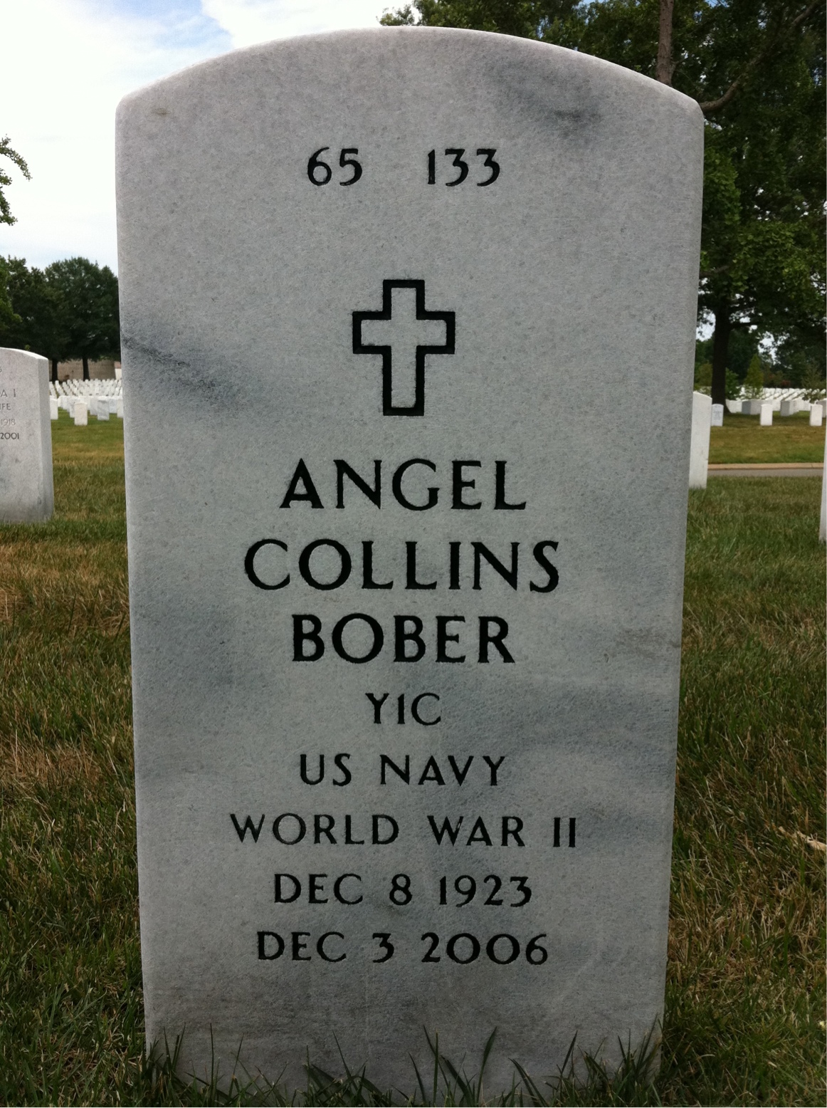 Back of headstone — Angel Bober
