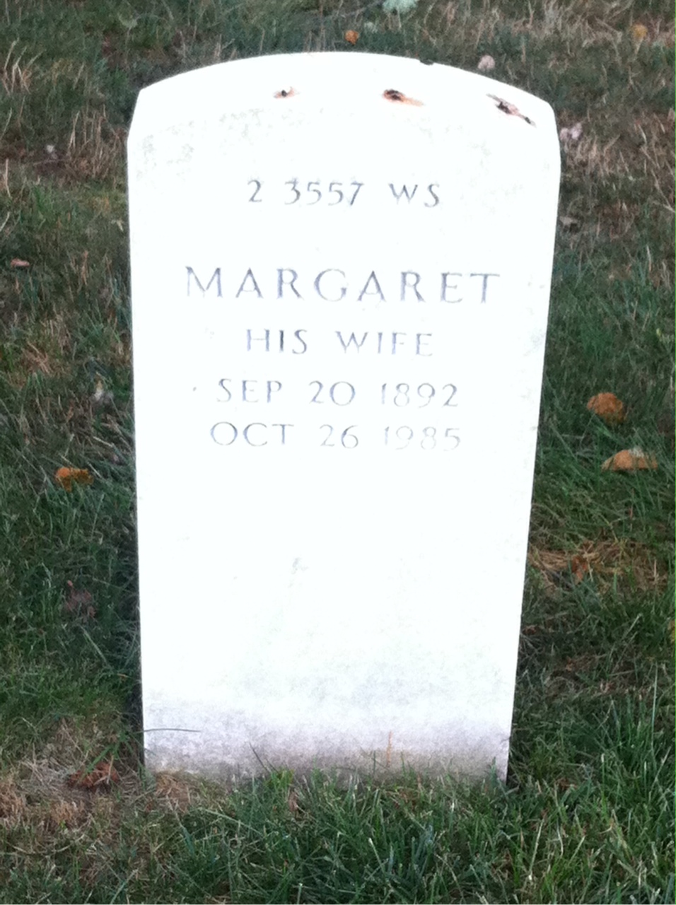 Back of headstone — Charles Alexander