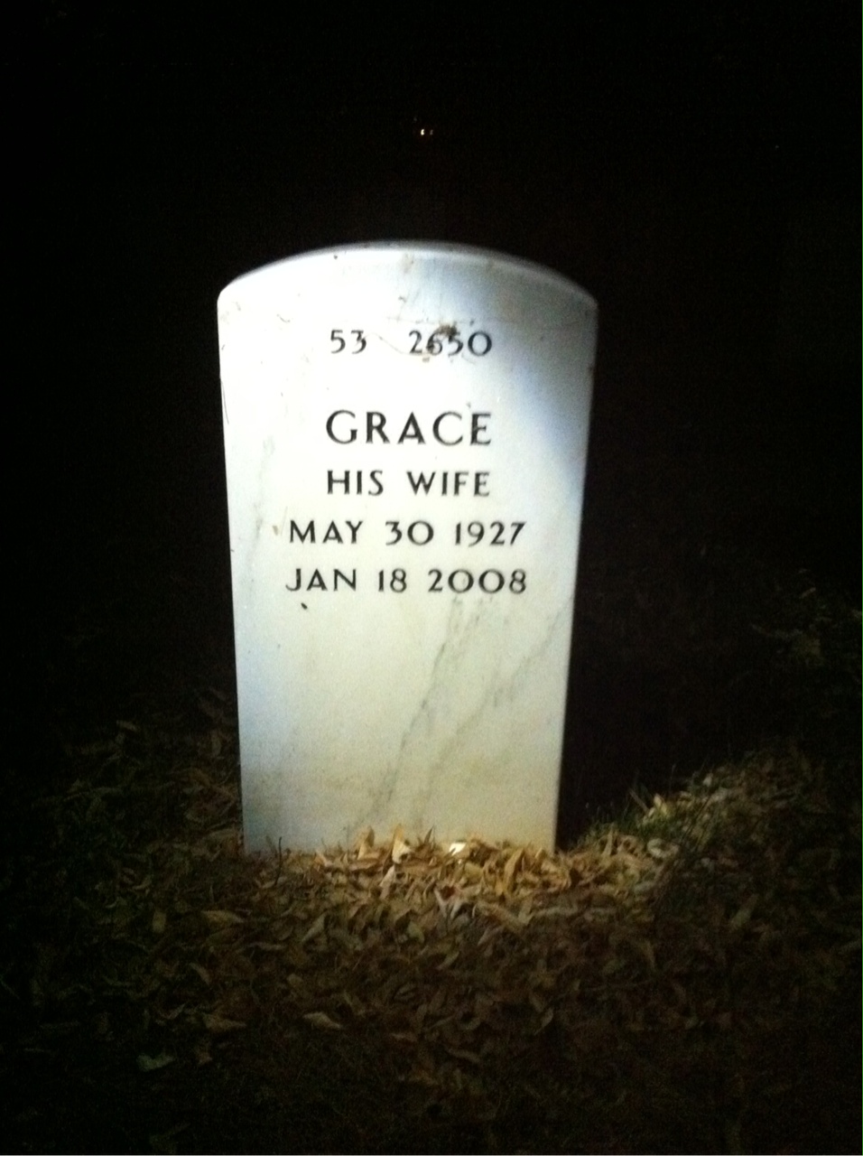 Back of headstone — Louis Robertson