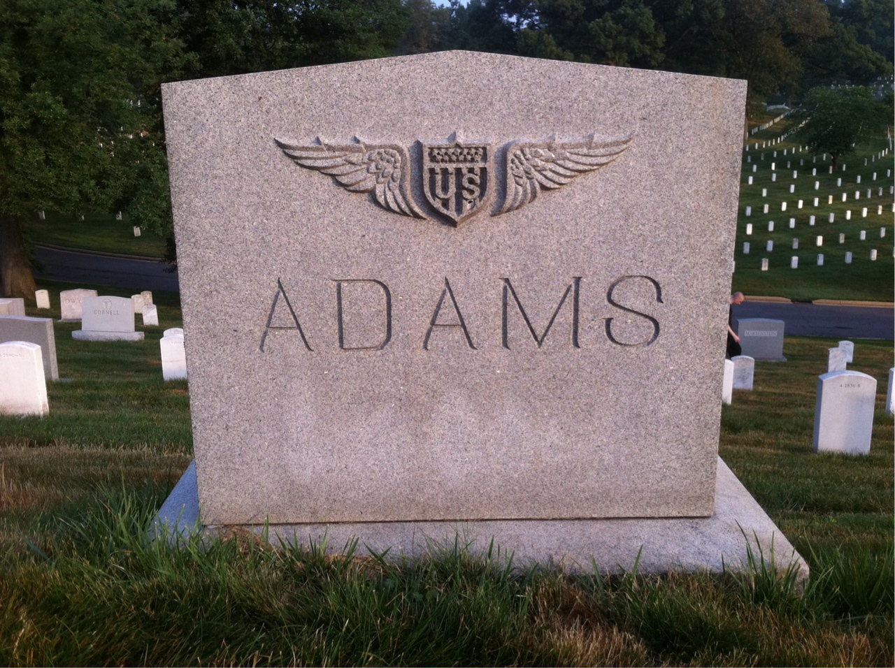 Back of headstone — Edgar Adams