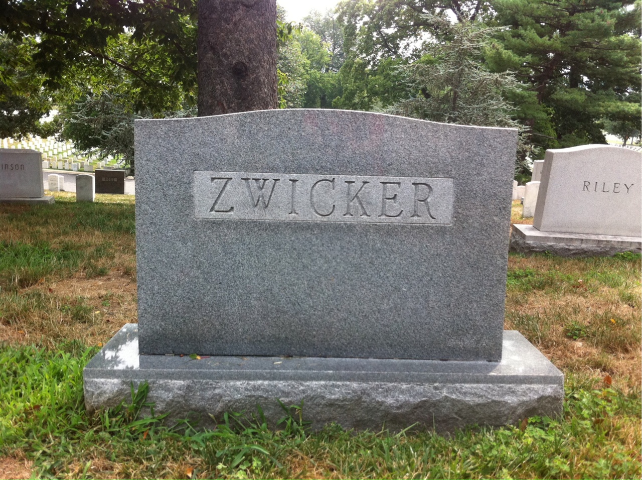 Back of headstone — Michael Zwicker