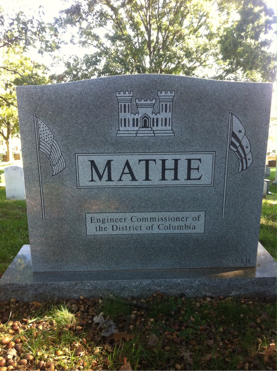 Back of headstone — Robert Mathe
