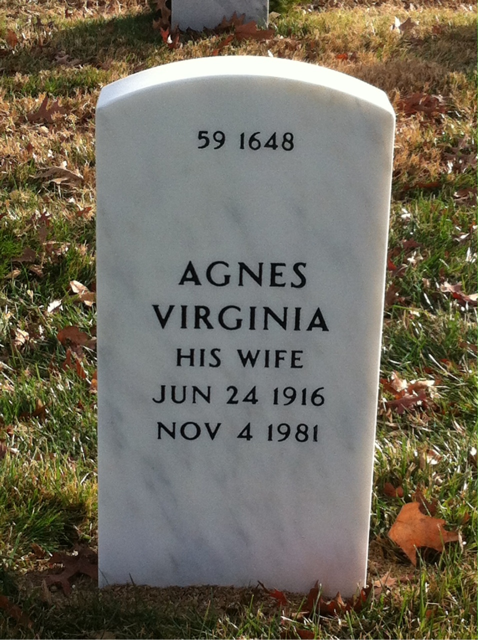 Back of headstone — Agnes Poole