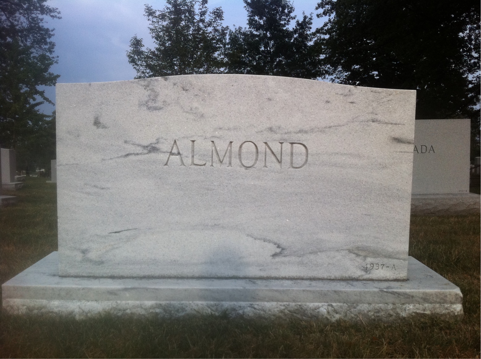 Back of headstone — Edward Almond