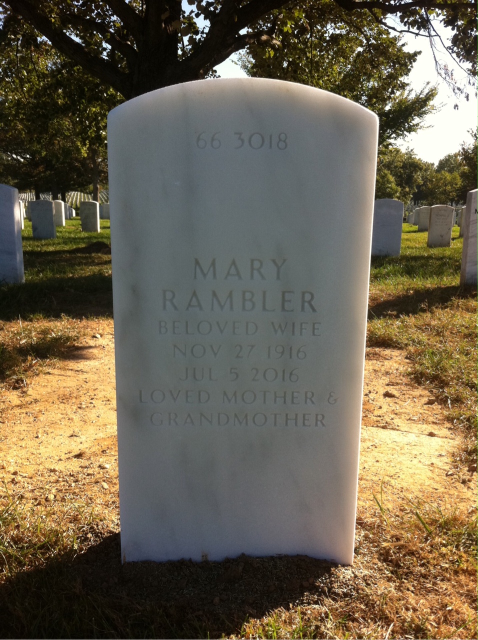 Back of headstone — John Hayes