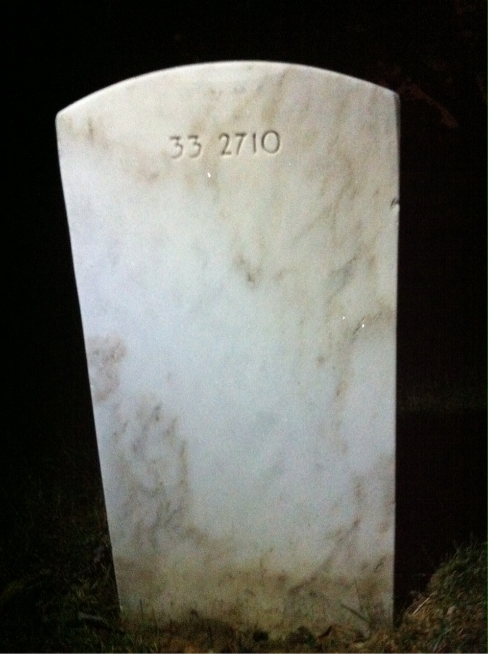 Back of headstone — William W Davis