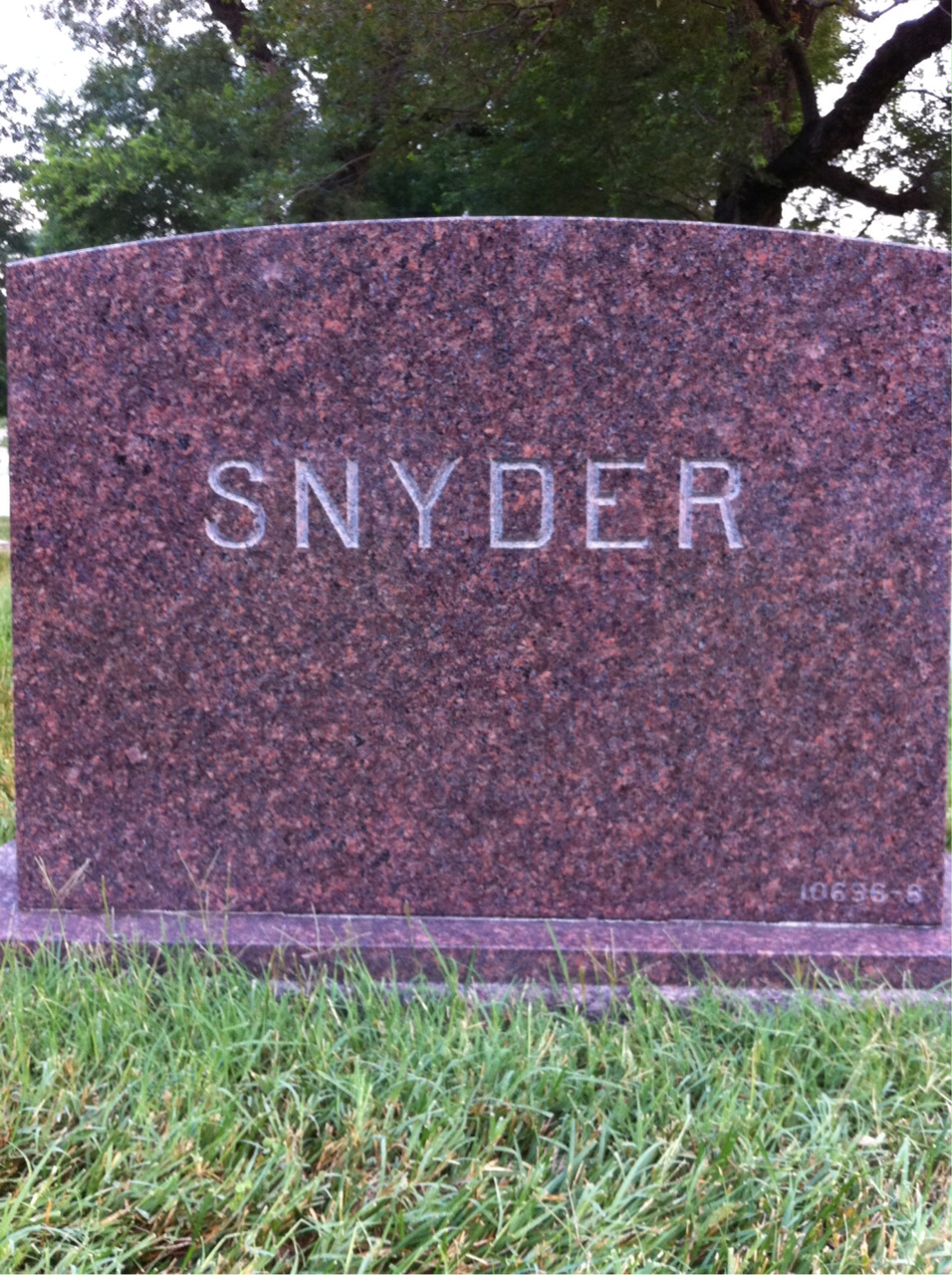 Back of headstone — William Snyder