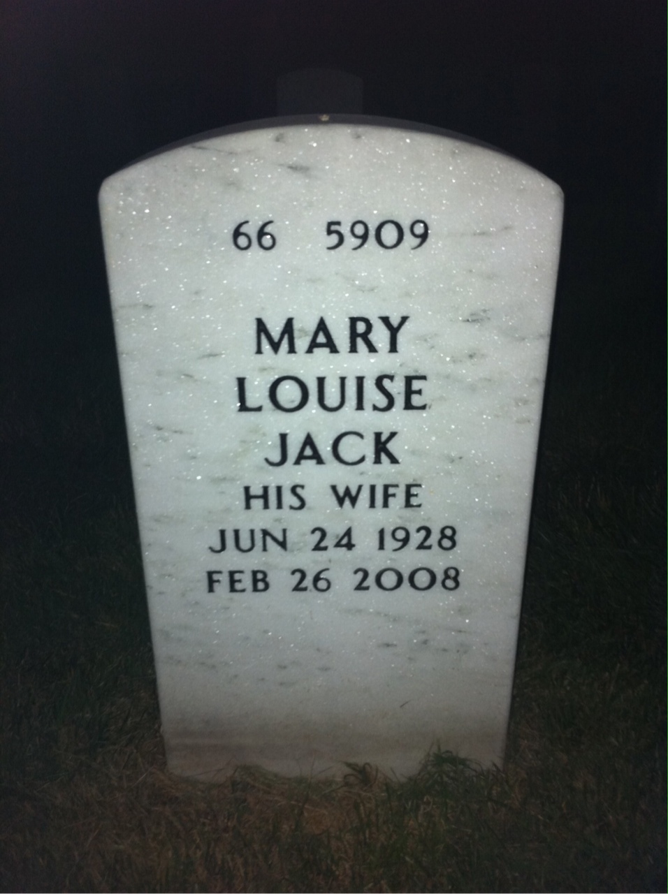 Back of headstone — Ralph Blackwell