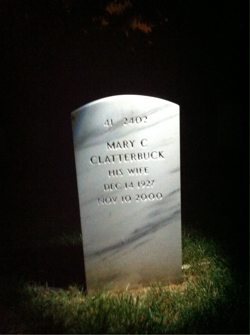 Back of headstone — James Cox