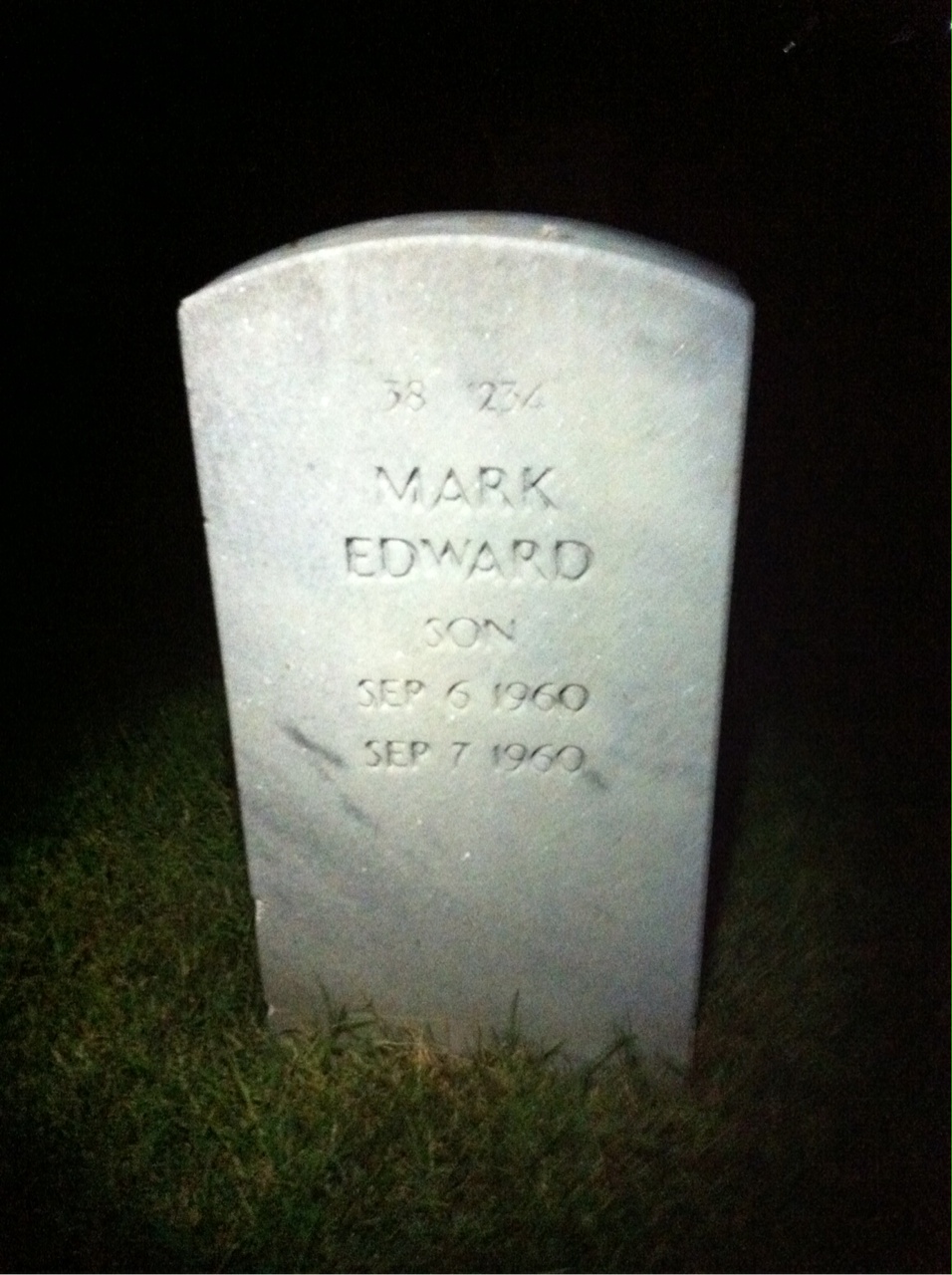 Back of headstone — Gene Ackley