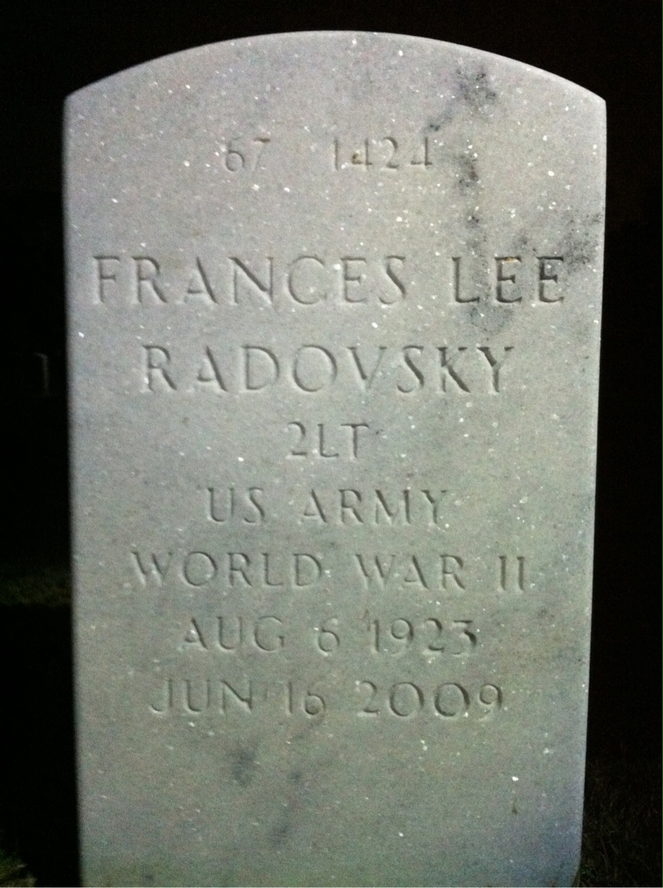 Back of headstone — Milton Radovsky