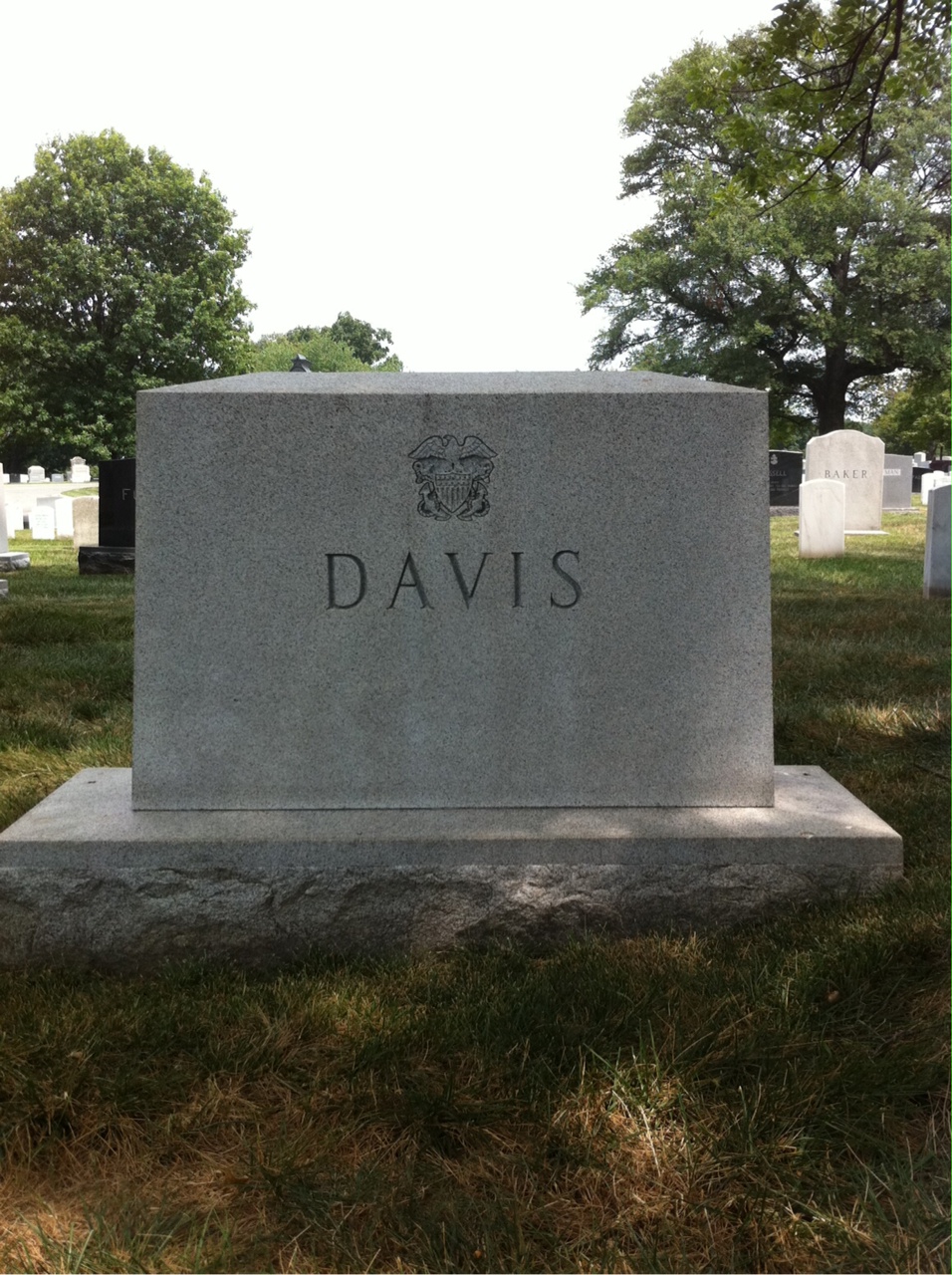 Back of headstone — Walter H Davis