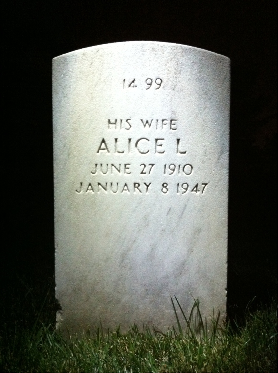 Back of headstone — Talmage Cordell