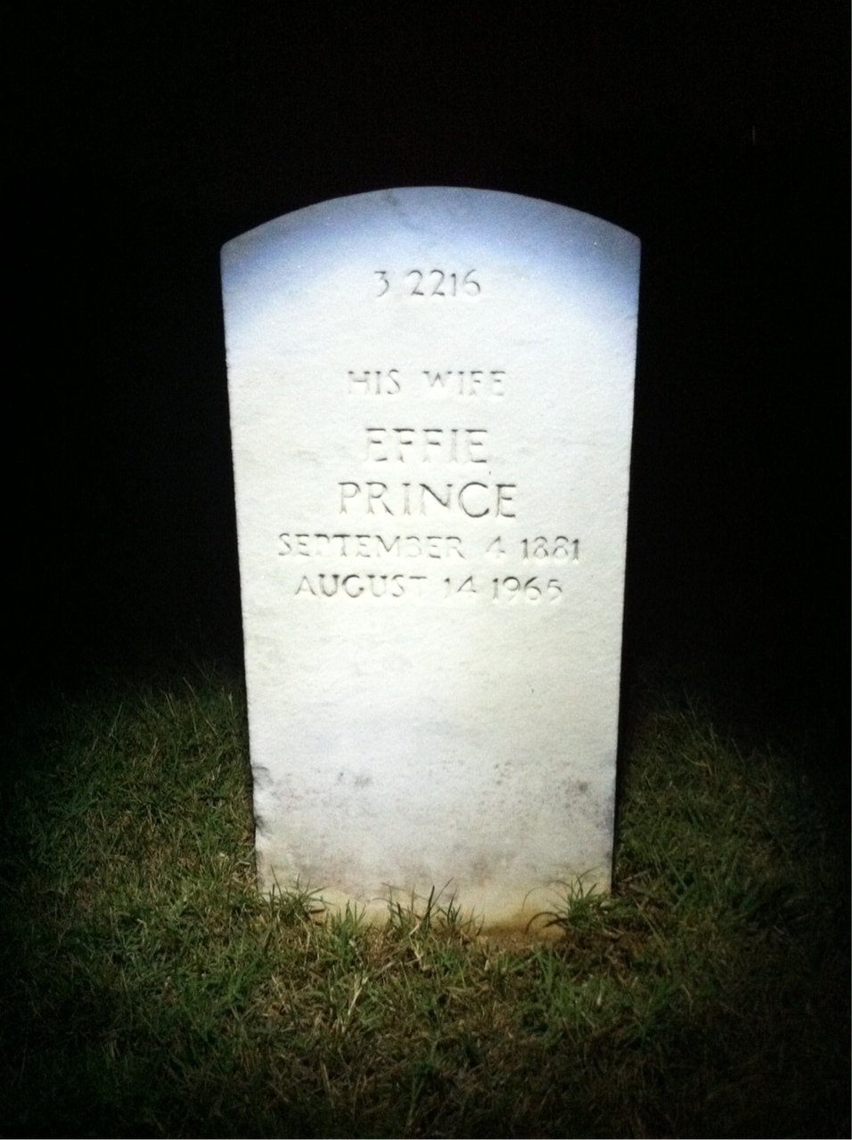 Back of headstone — Effie Baker
