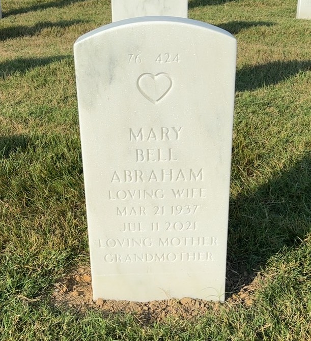 Back of headstone — Verne Abraham