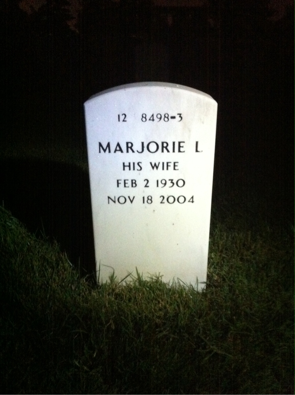 Back of headstone — Vernon Green