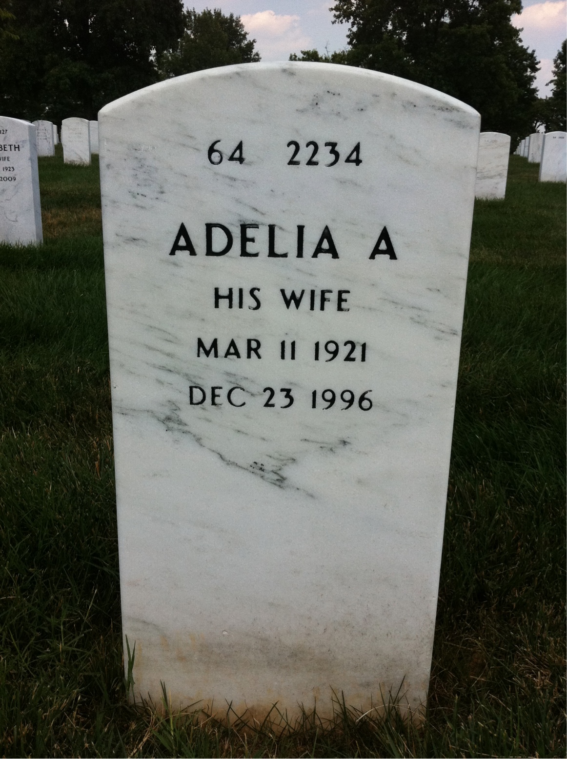 Back of headstone — Harry Martinko