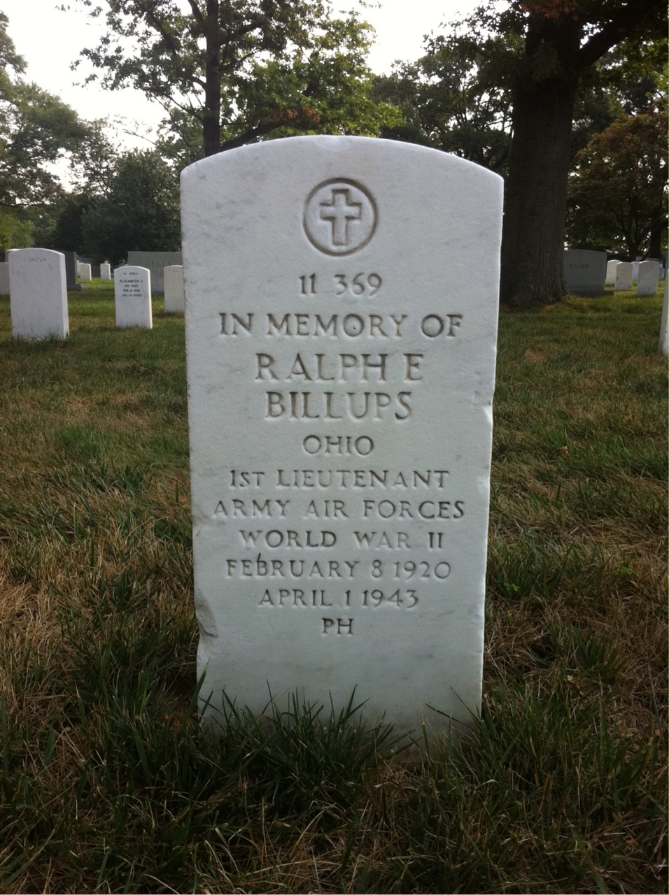 Back of headstone — Harold M Billups