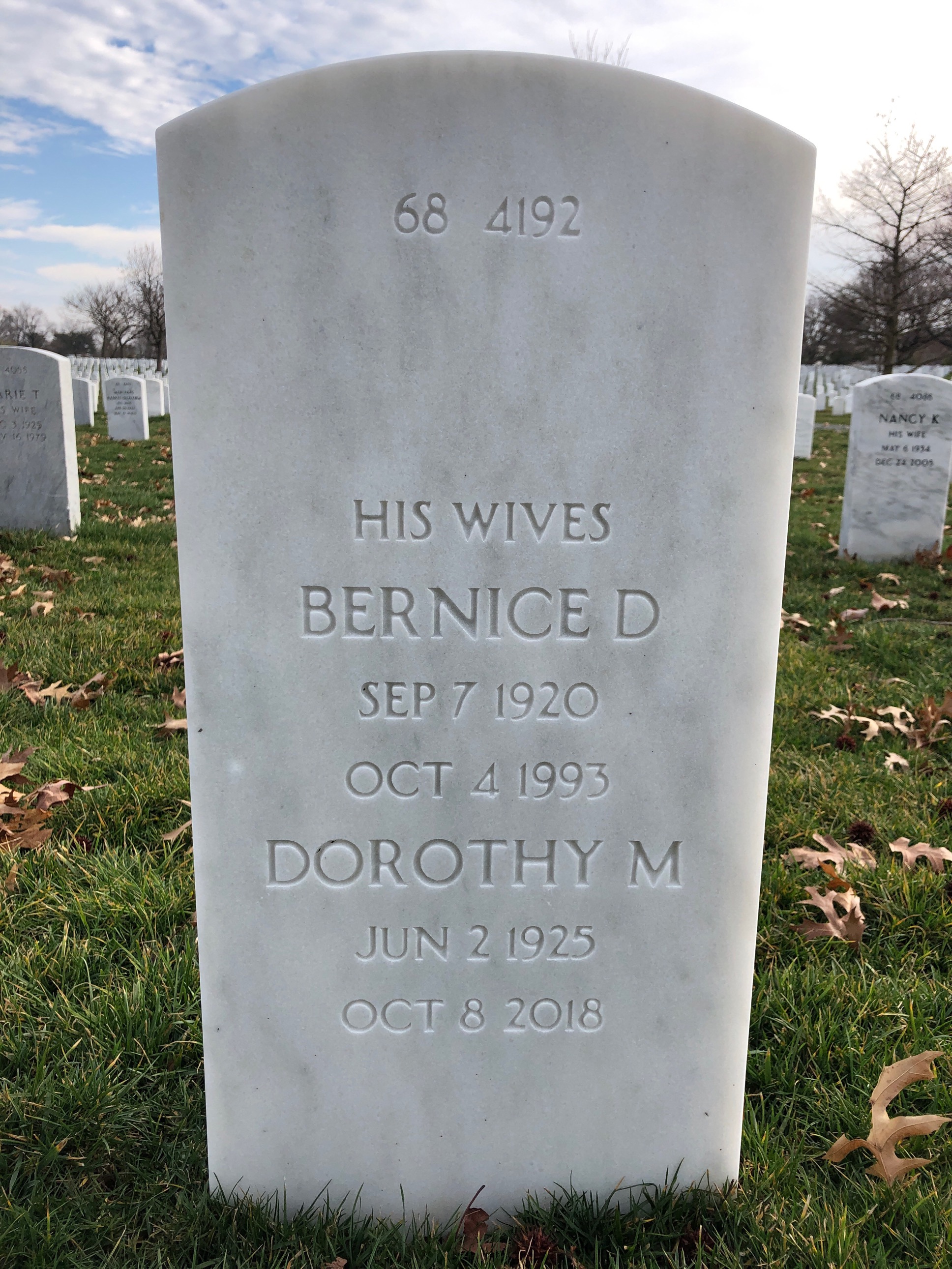 Back of headstone — Bennie Allen