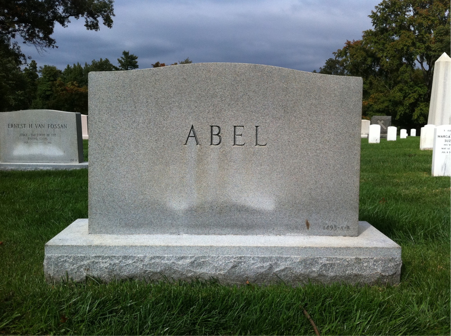Back of headstone — George Abel