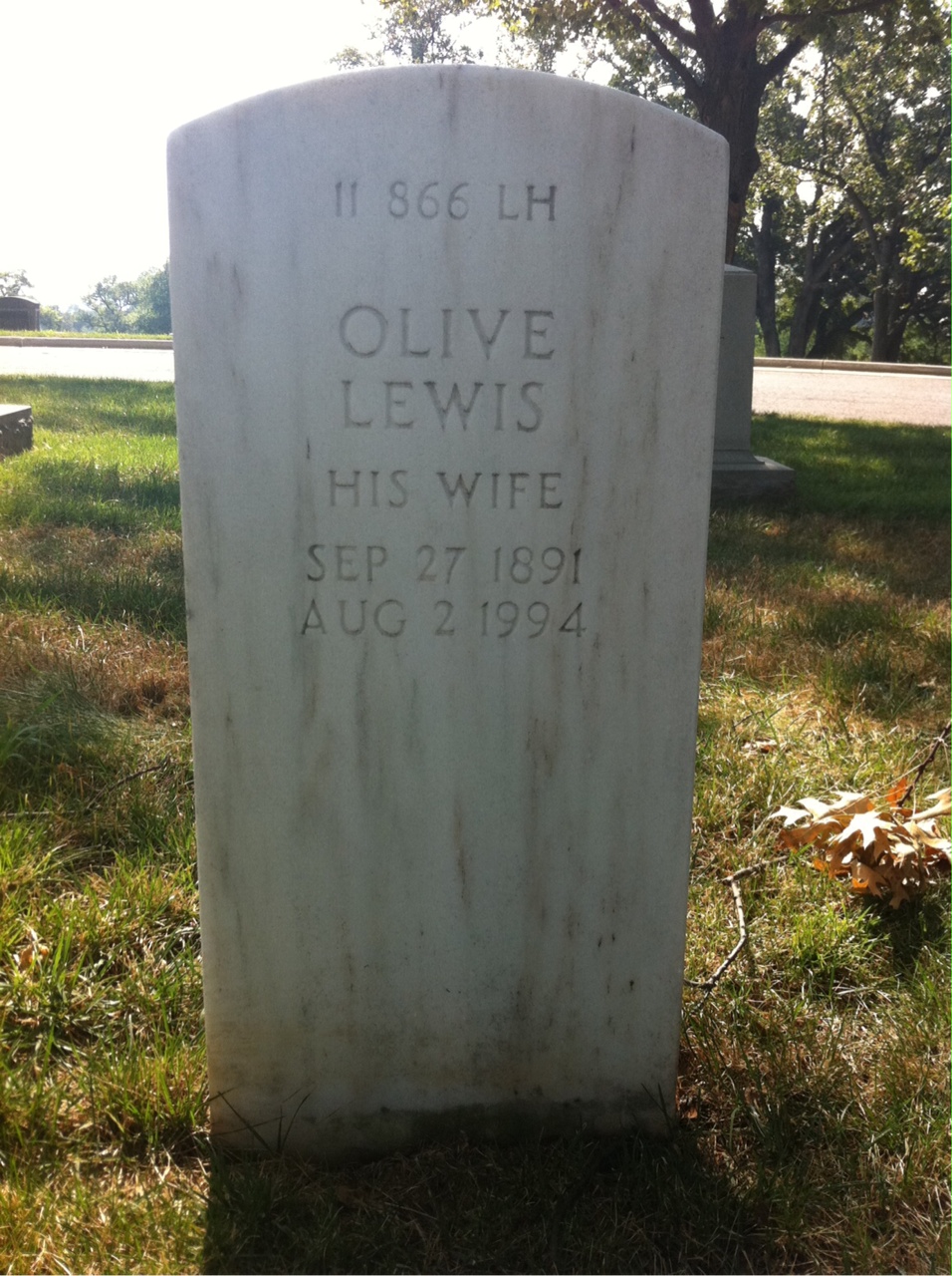 Back of headstone — Arthur Middleton