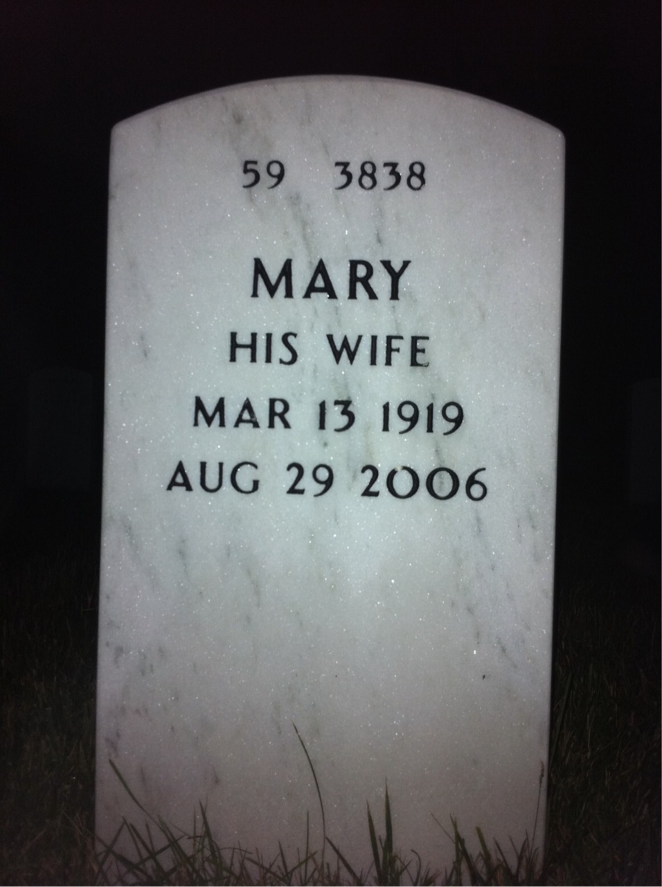 Back of headstone — Elmer Mcguire