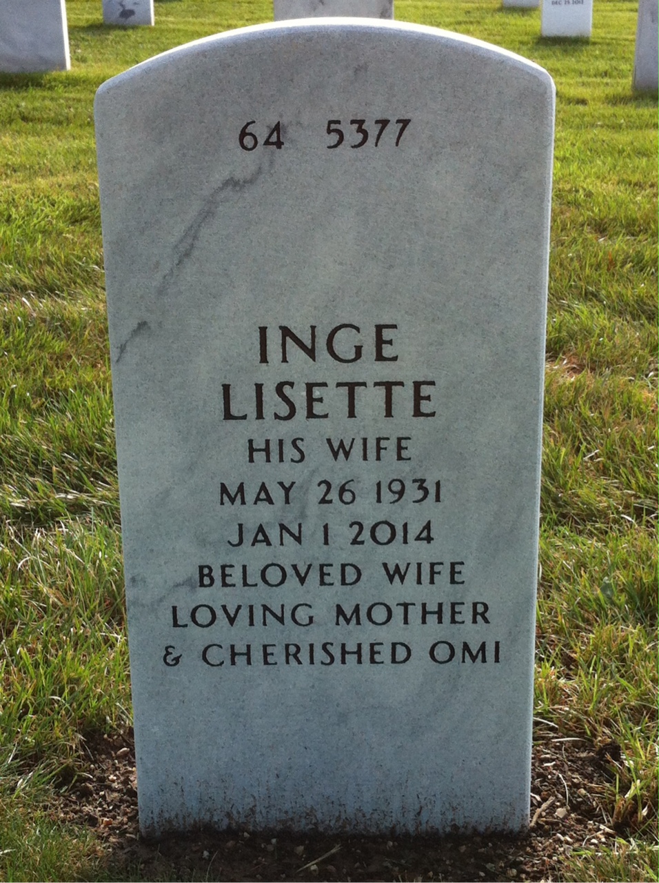 Back of headstone — Fred Mcdaris