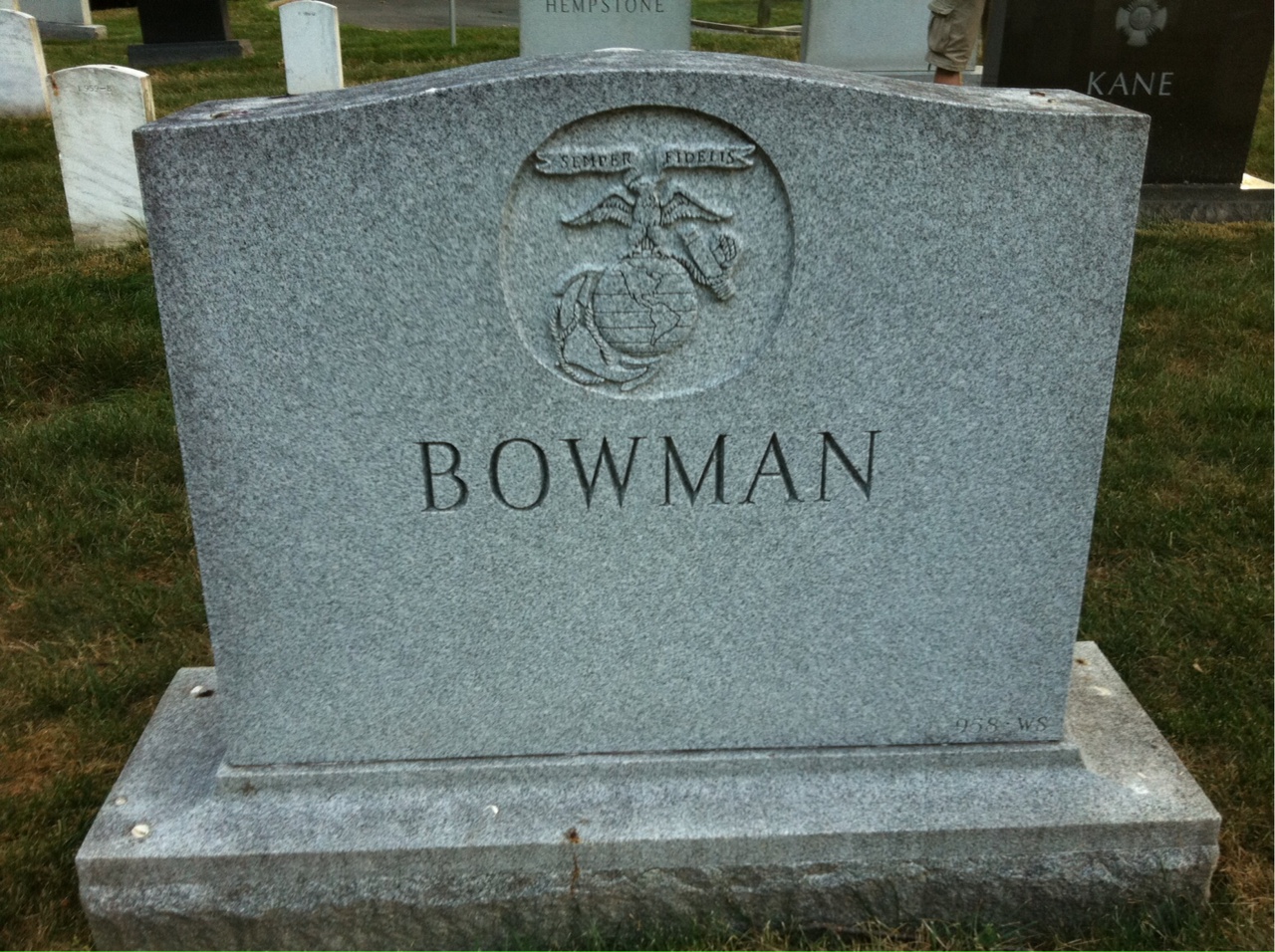 Back of headstone — John Bowman