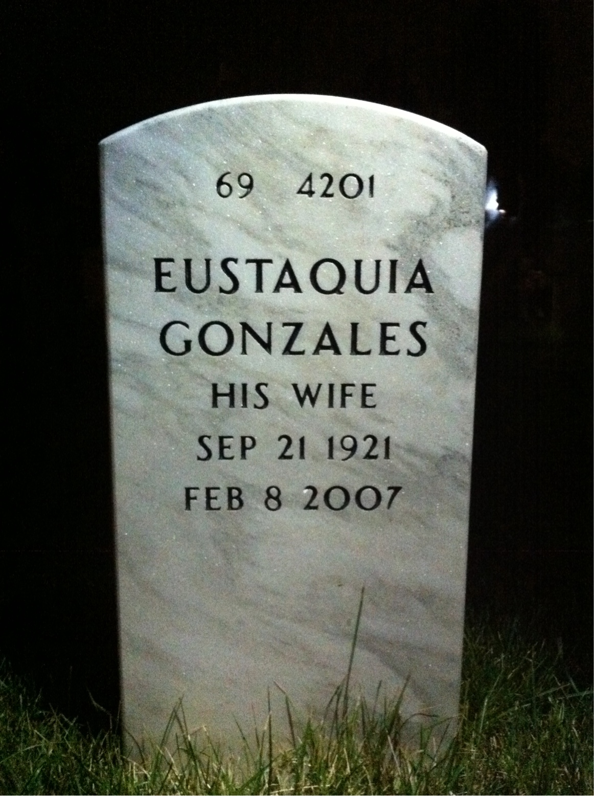 Back of headstone — Gregorio Cintron